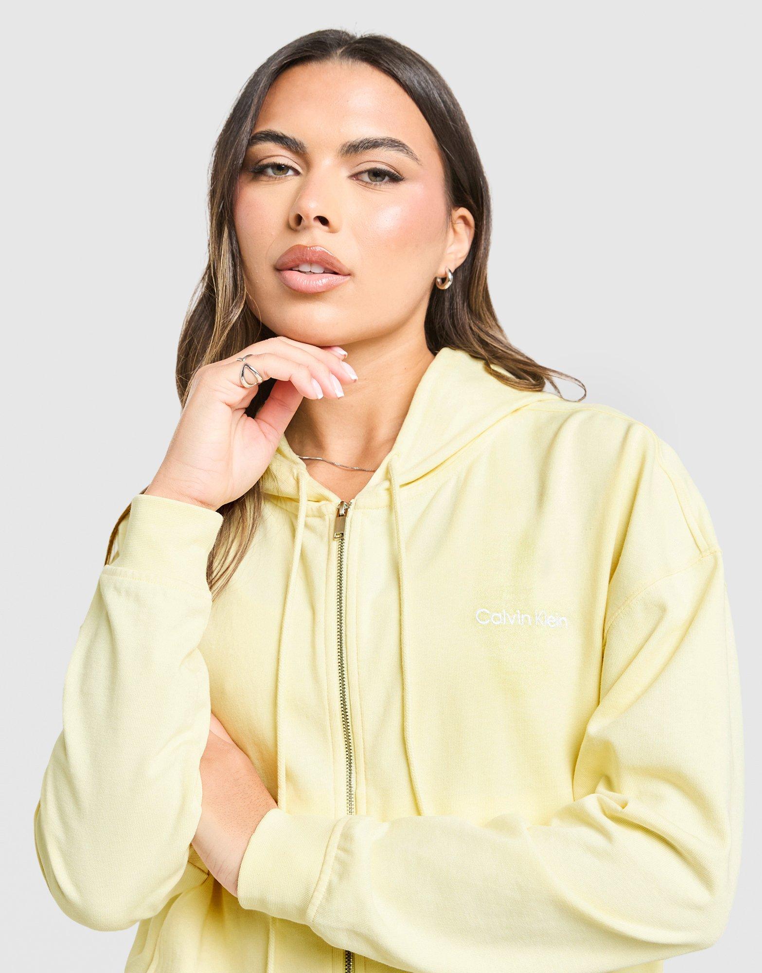 Yellow Calvin Klein Full Zip Fleece Hoodie - JD Sports Singapore