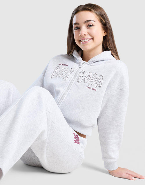 Sage Crop Full Zip Hoodie Junior's