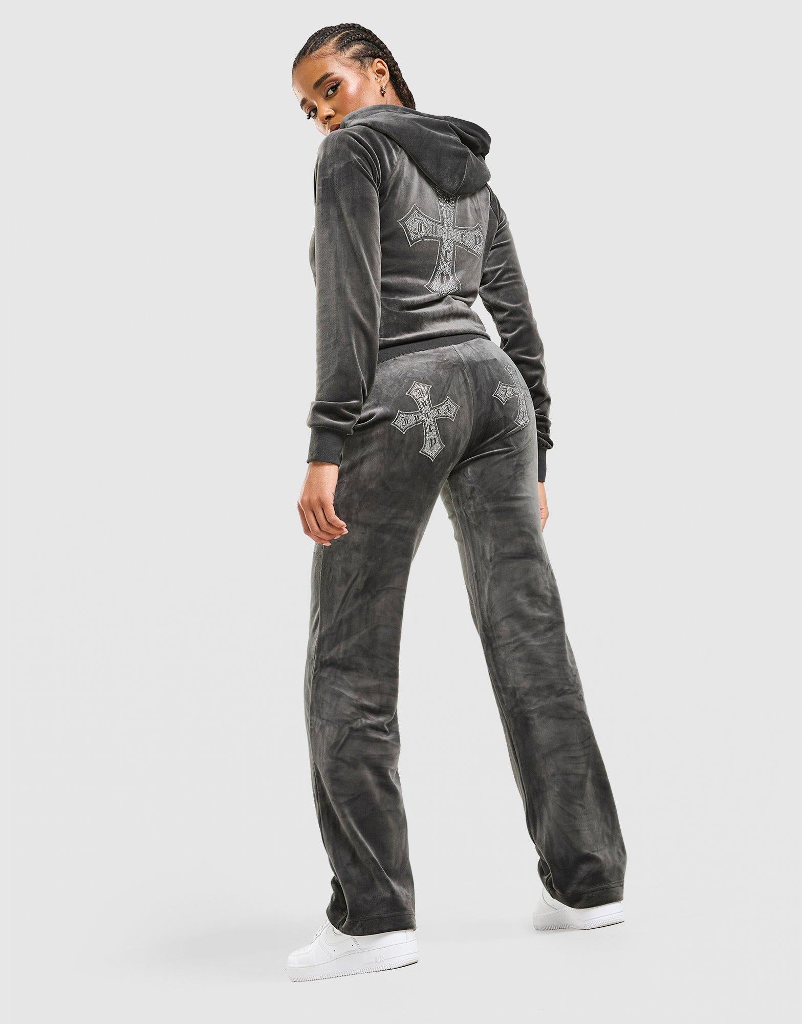 洋楽 juicy Black Juicy Couture Cross Wash Velour Track Pants - JD Sports