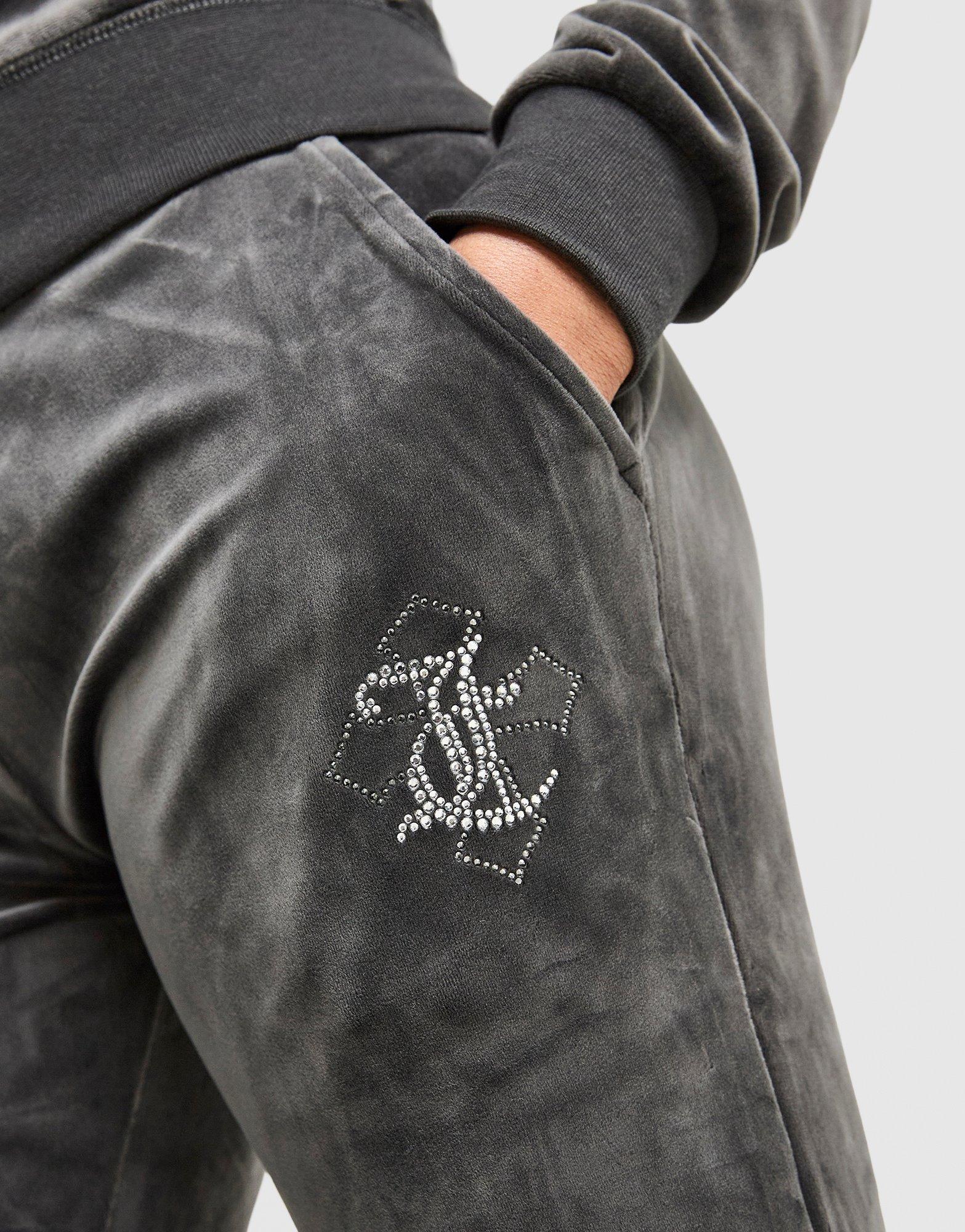 Black Juicy Couture Cross Wash Velour Track Pants - JD Sports