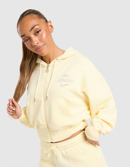 Graphic Swoosh Crop Full Zip Hoodie