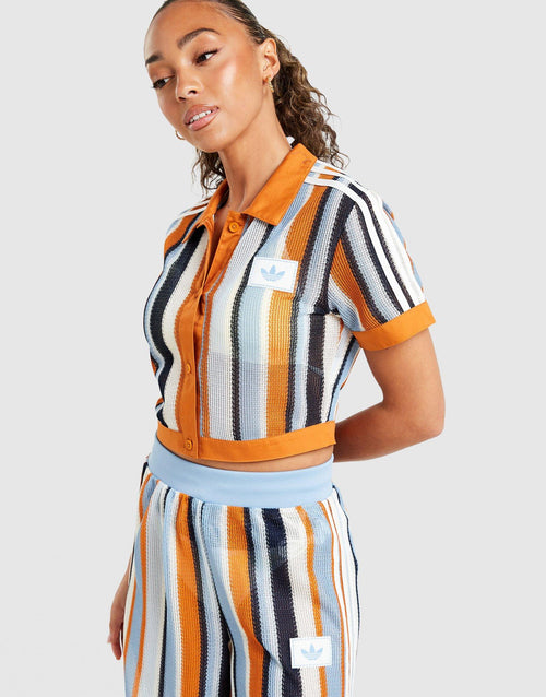 Summer Glow Striped Cropped Polo