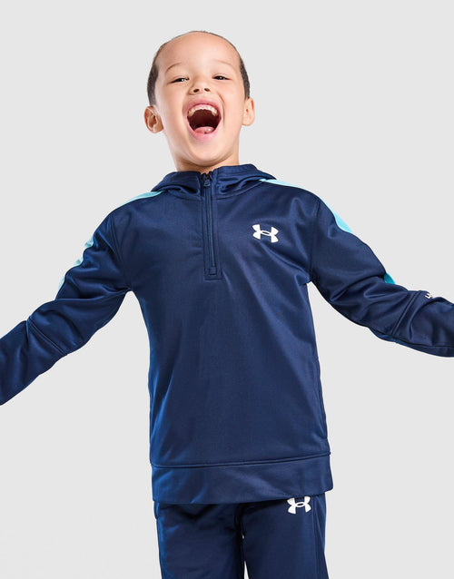 Poly Colour Block 1/4 Zip Tracksuit Children