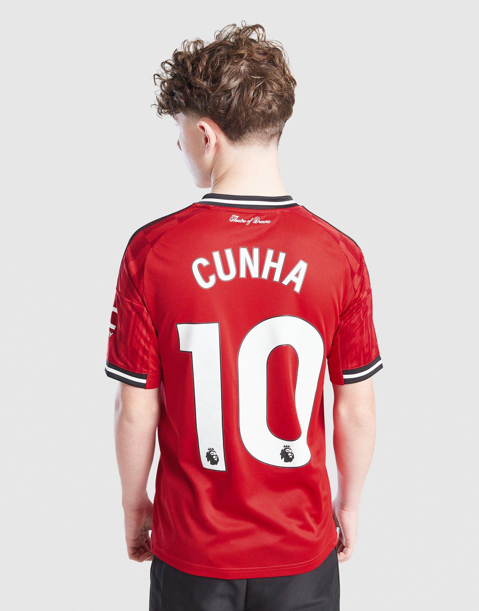 Red adidas Manchester United 2025/26 Cunha #10 Home Shirt Junior's