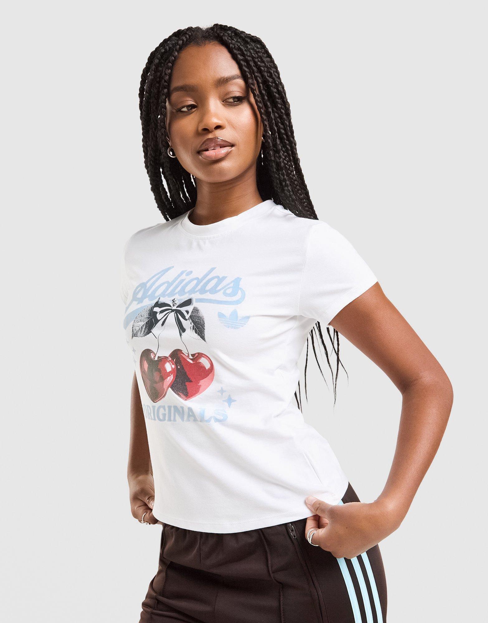 White adidas Cherry Slim T-Shirt - JD Sports Singapore