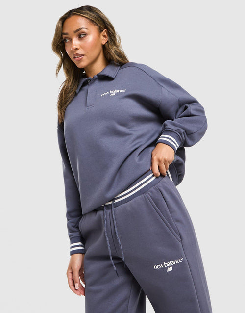 Long Sleeve Fleece Polo Sweatshirt