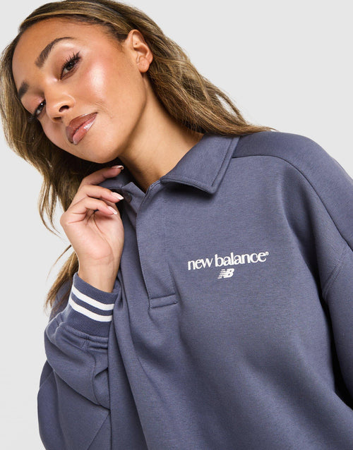 Long Sleeve Fleece Polo Sweatshirt
