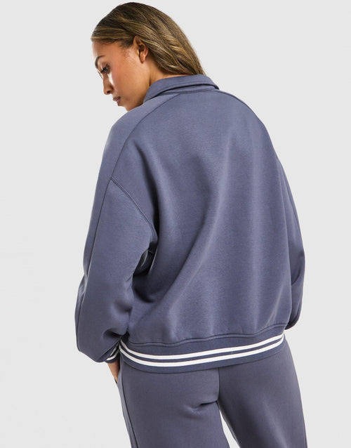 Long Sleeve Fleece Polo Sweatshirt