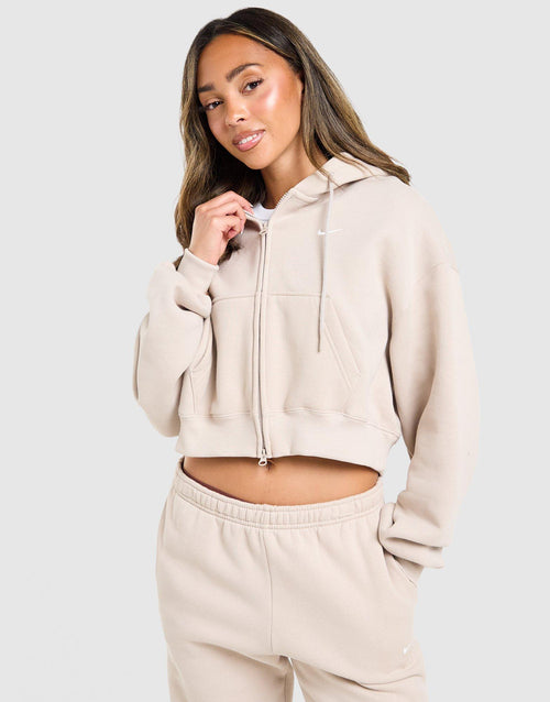 Studio Fleece Cropped Full Zip Hoodie