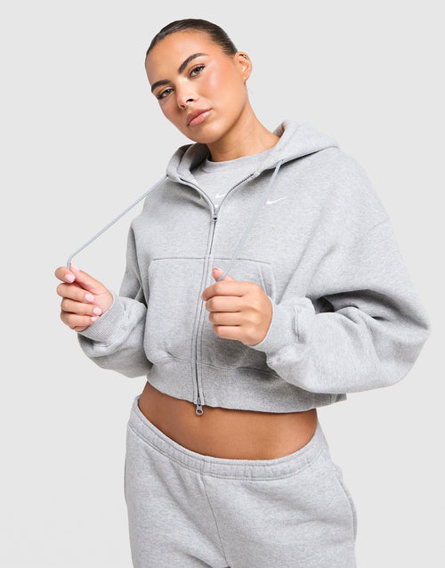 Studio Fleece Cropped Full Zip Hoodie