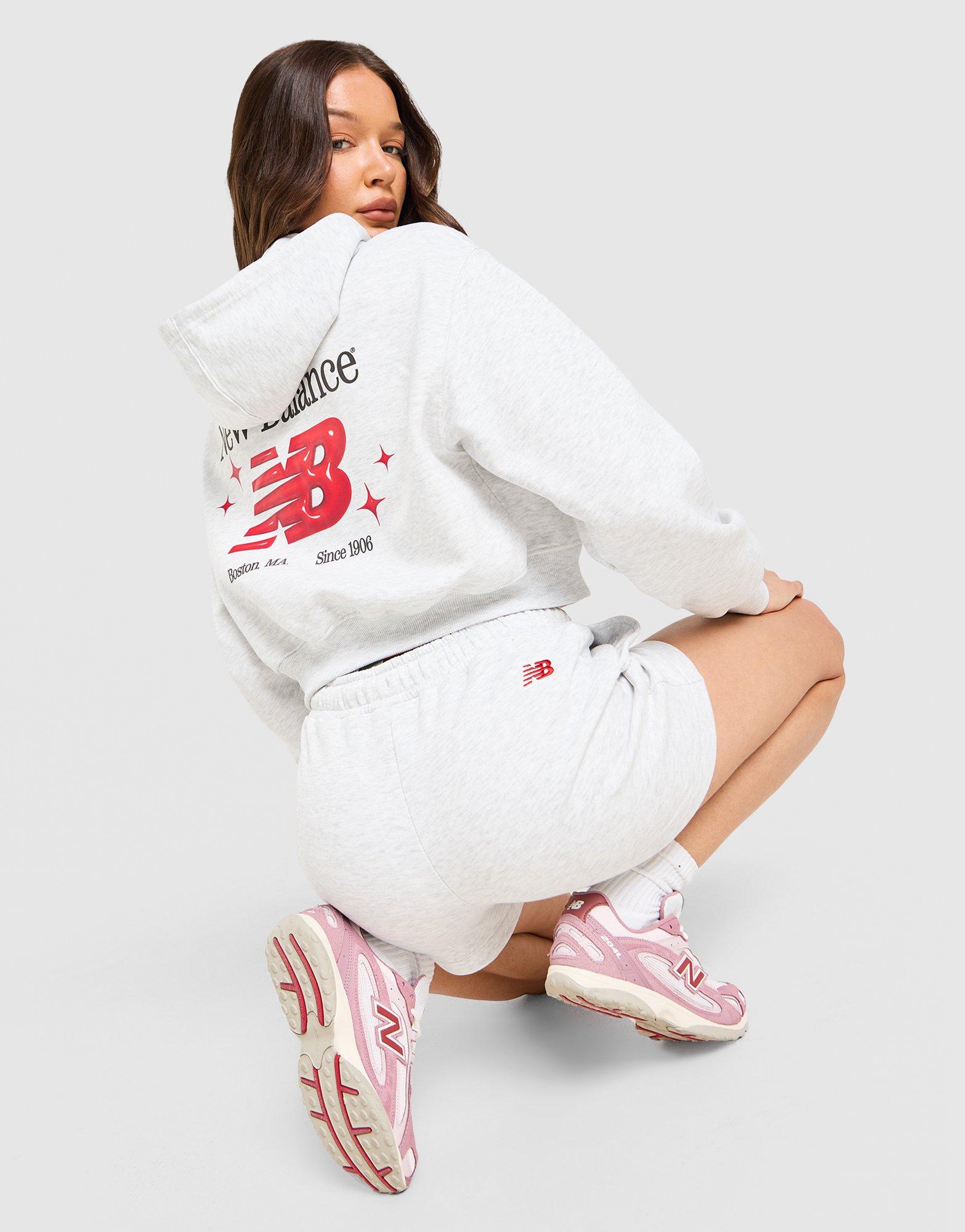 Grey New Balance Chrome Cropped Full Zip Hoodie - JD Sports Singapore