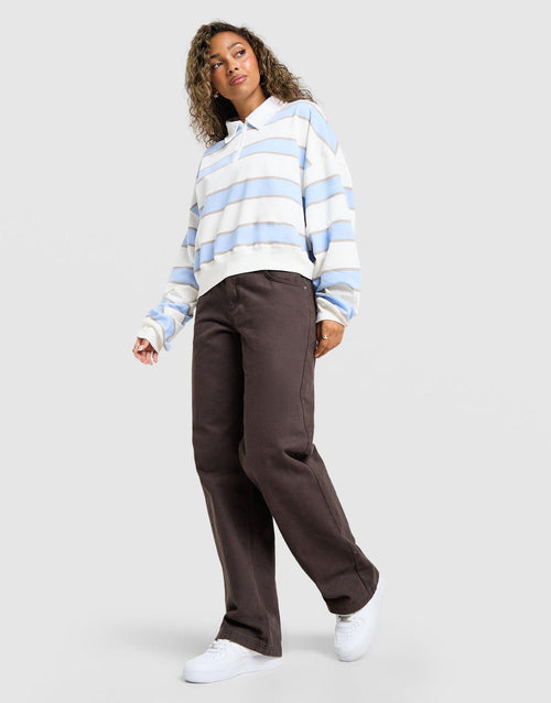 Cropped Stripe Rugby Polo Shirt