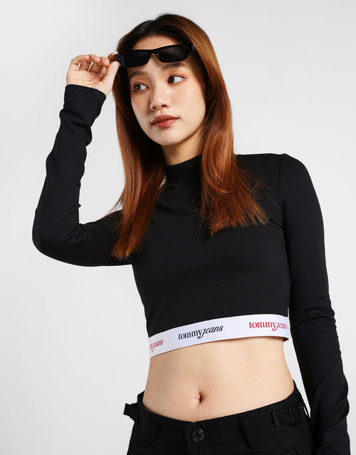 Crop Tape Mock Neck