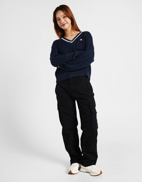 Cable V-Neck Sweater