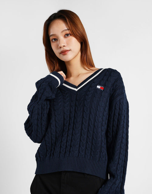 Cable V-Neck Sweater