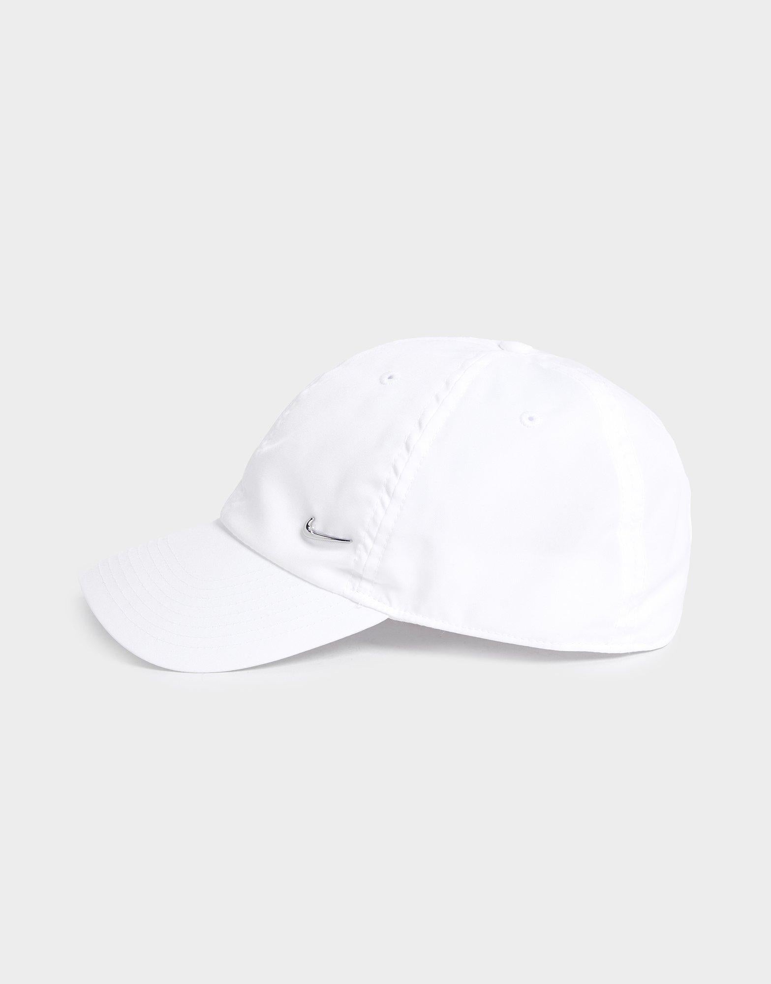 white nike hat metal swoosh