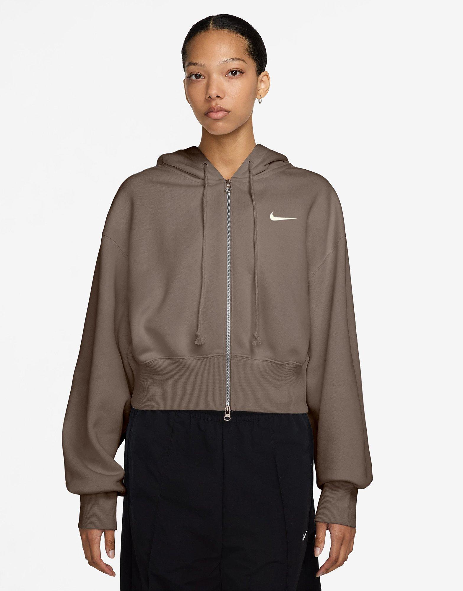 Brown Nike Sportswear Phoenix Fleece Loose Cropped Full-Zip Hoodie Women's  - JD Sports Singapore