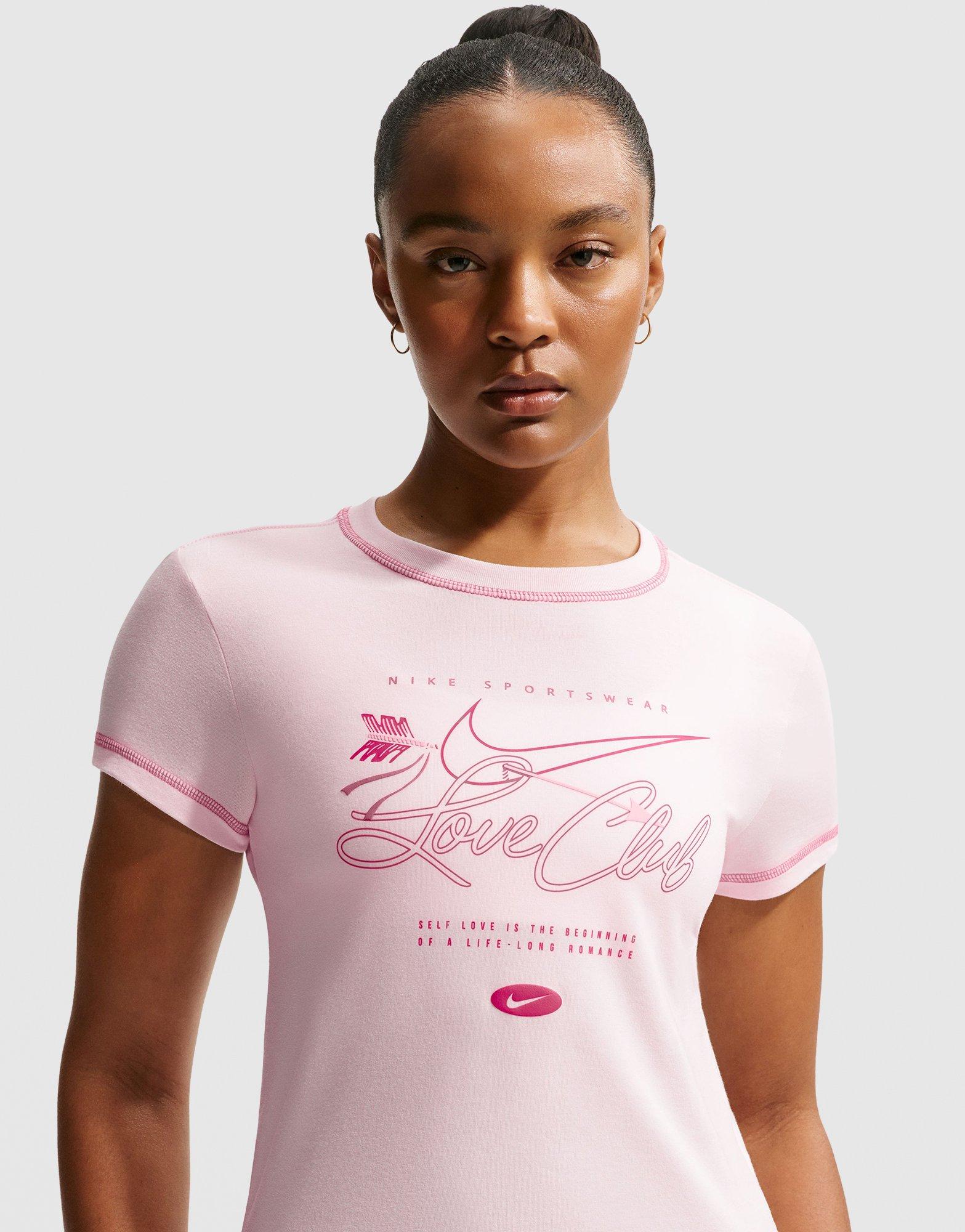 Pink Nike Sportswear Chill Knit Cropped T-Shirt - JD Sports Singapore