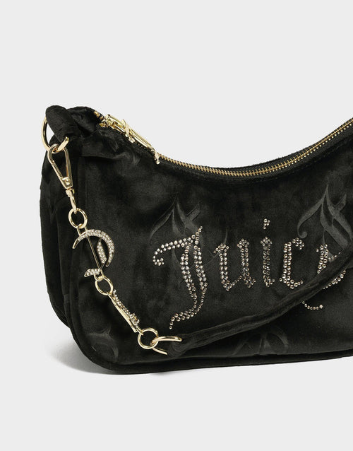 Velour Diamanté Shoulder Bag
