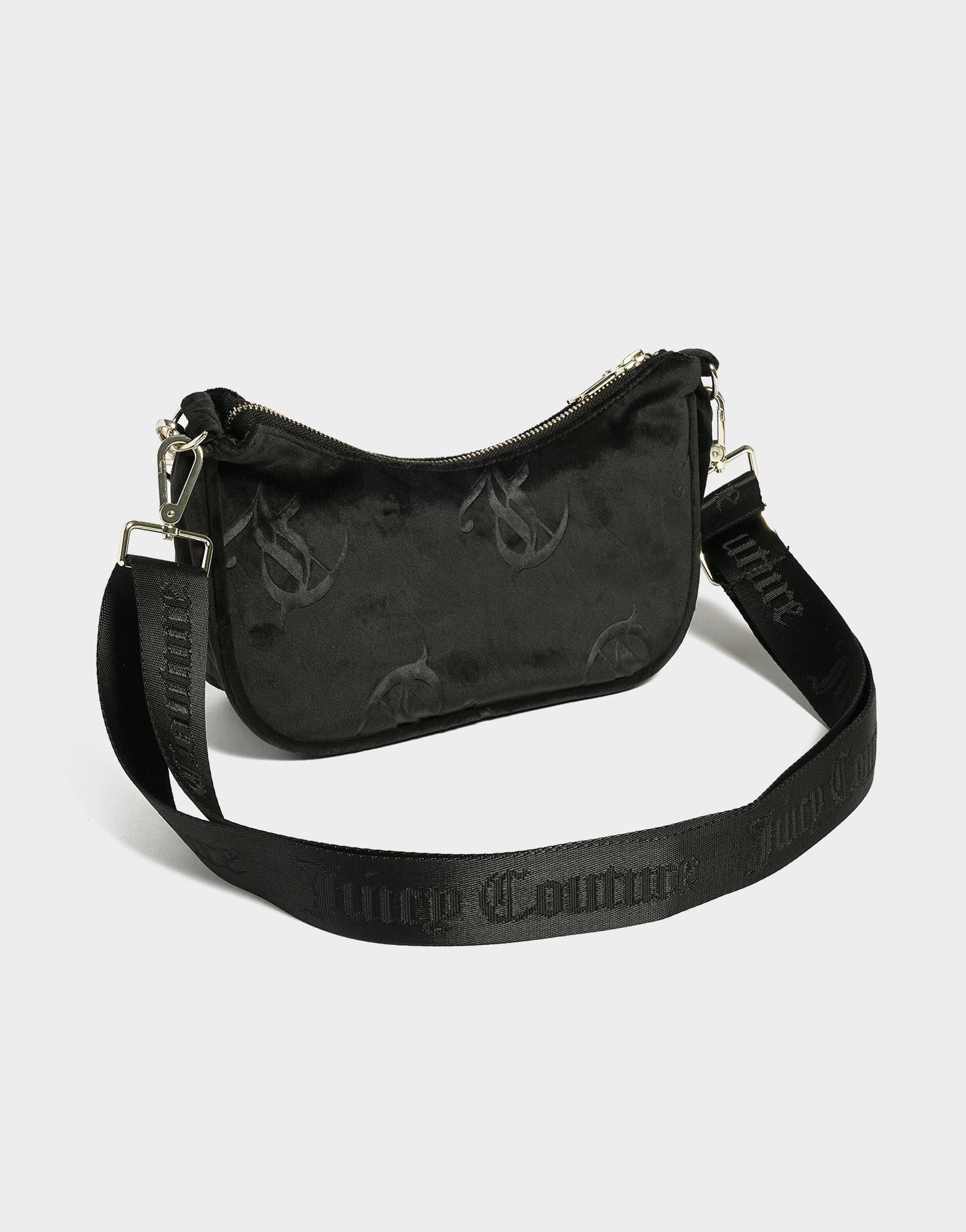 Black Juicy Couture Velour Diamanté Shoulder Bag - JD Sports