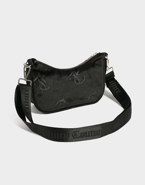 Velour Diamanté Shoulder Bag