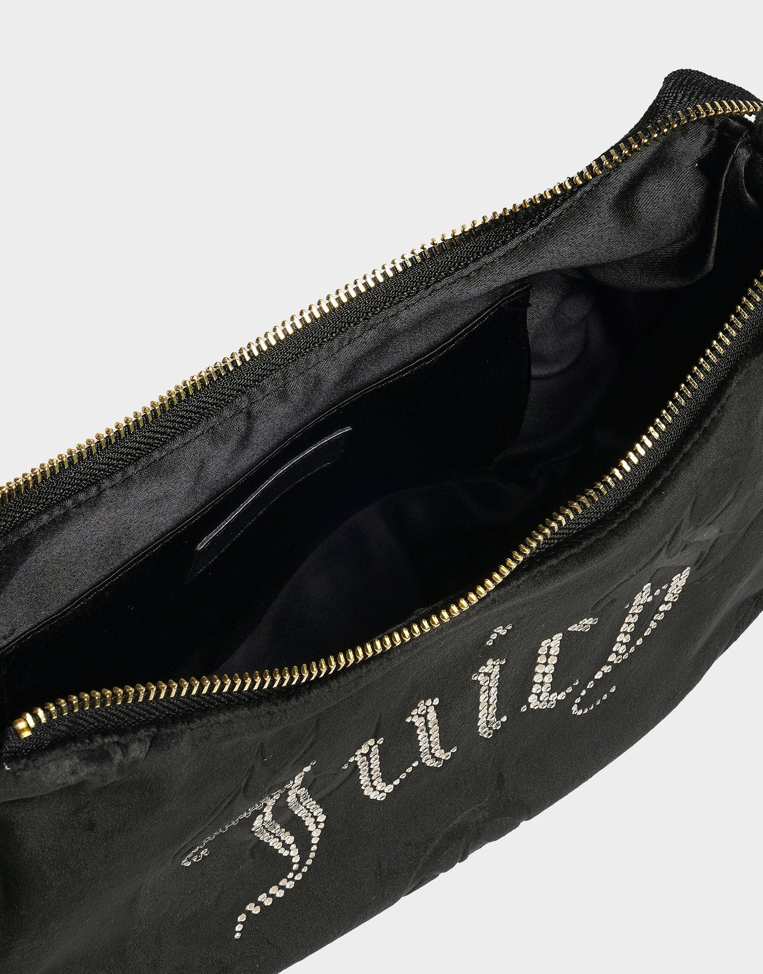 Black Juicy Couture Velour Diamanté Shoulder Bag - JD Sports