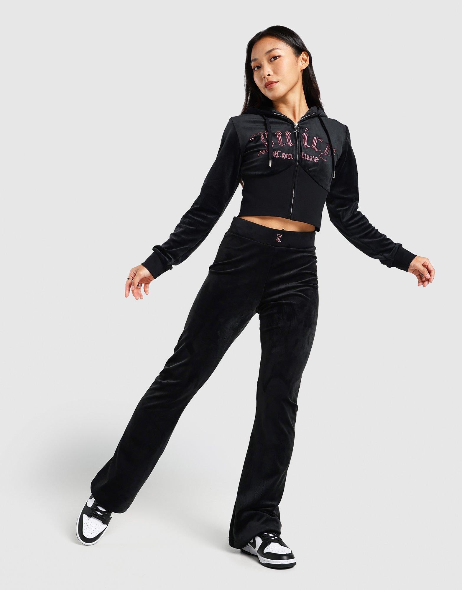 Black Juicy Couture Pant Flare Velour - JD Sports Singapore
