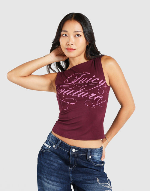 Rebelle Script Mia Button Neck Top