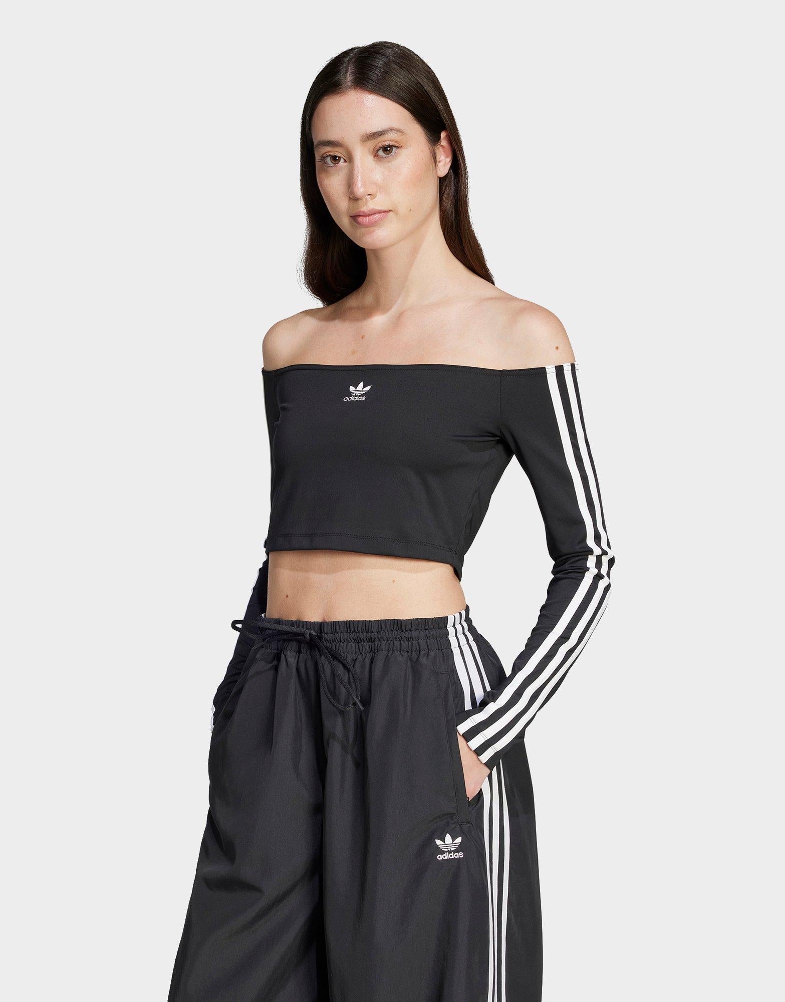 Black adidas Adicolor Off Shoulder Top - JD Sports Singapore