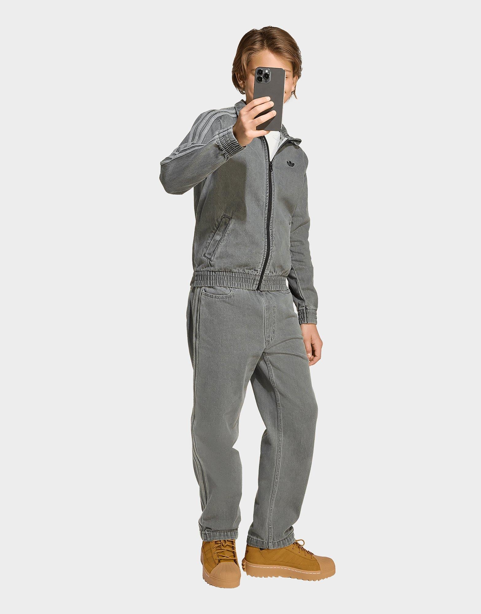 Grey adidas Firebird Track Top Denim - JD Sports Singapore
