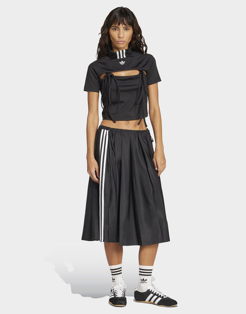 Ribbon Pleated Maxi Skirt