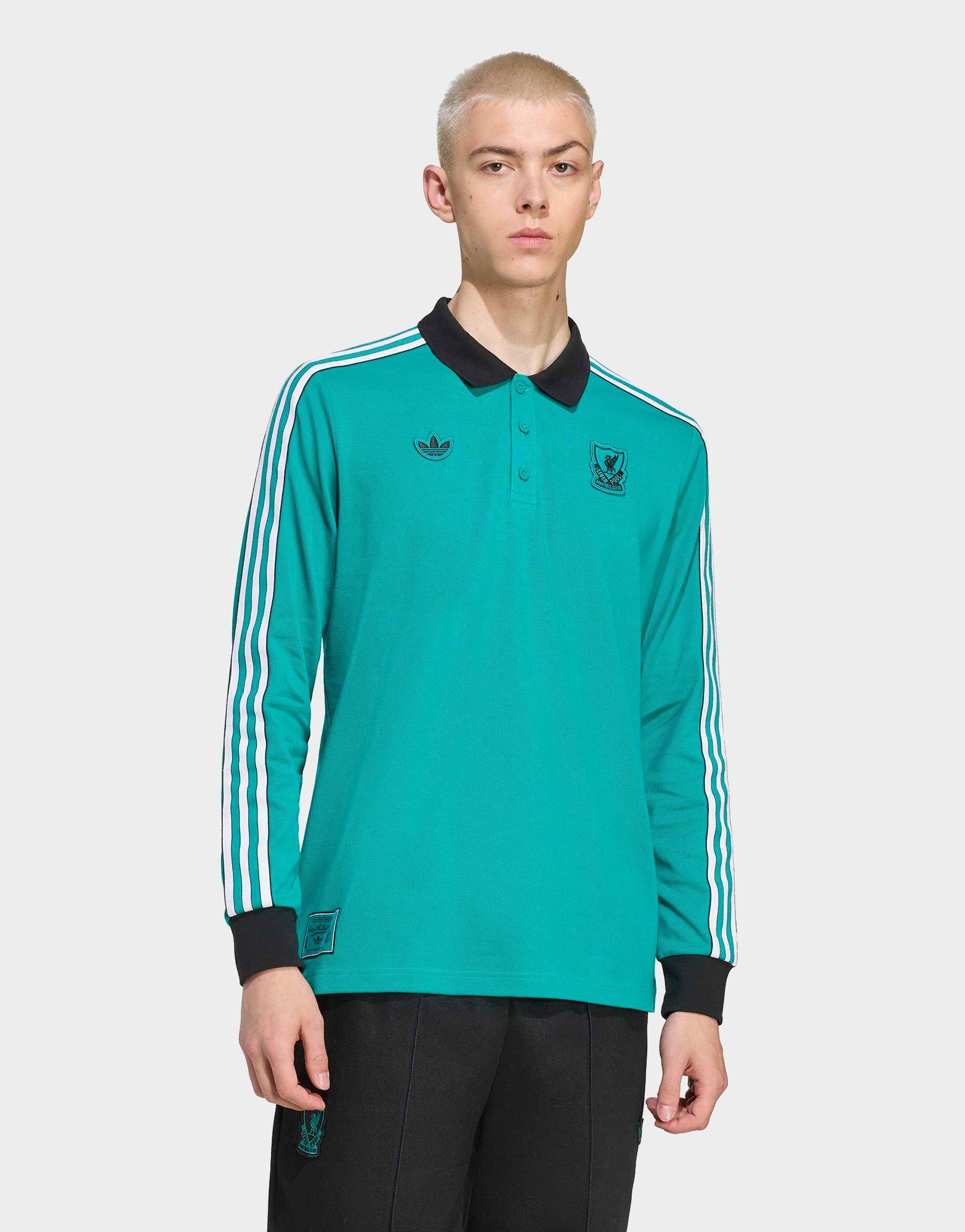 Green adidas Liverpool FC Terrace Icons Long Sleeve Polo Shirt