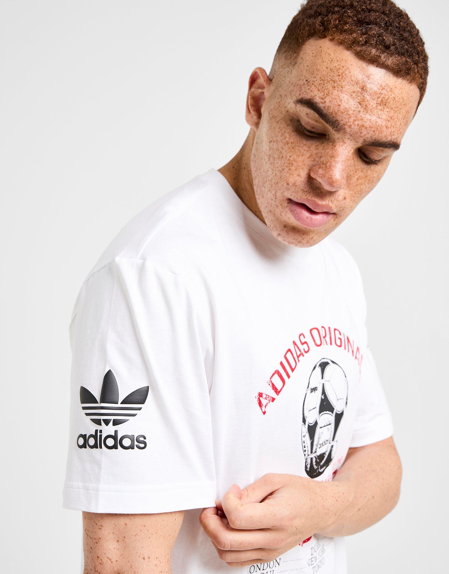White adidas 90s Football Graphic T-Shirt - JD Sports Singapore