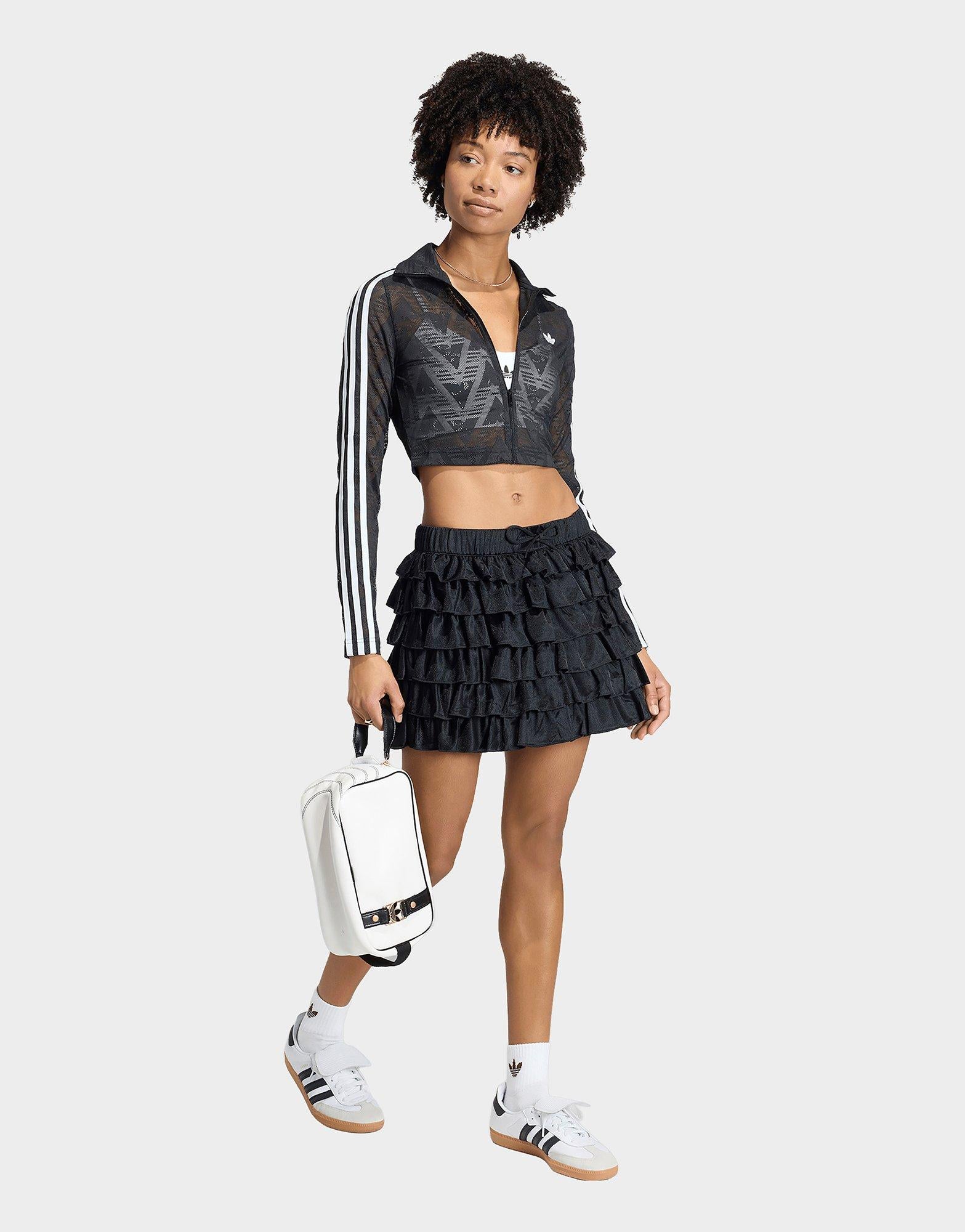 Black adidas Lace Ruffle Mini Skirt - JD Sports Singapore
