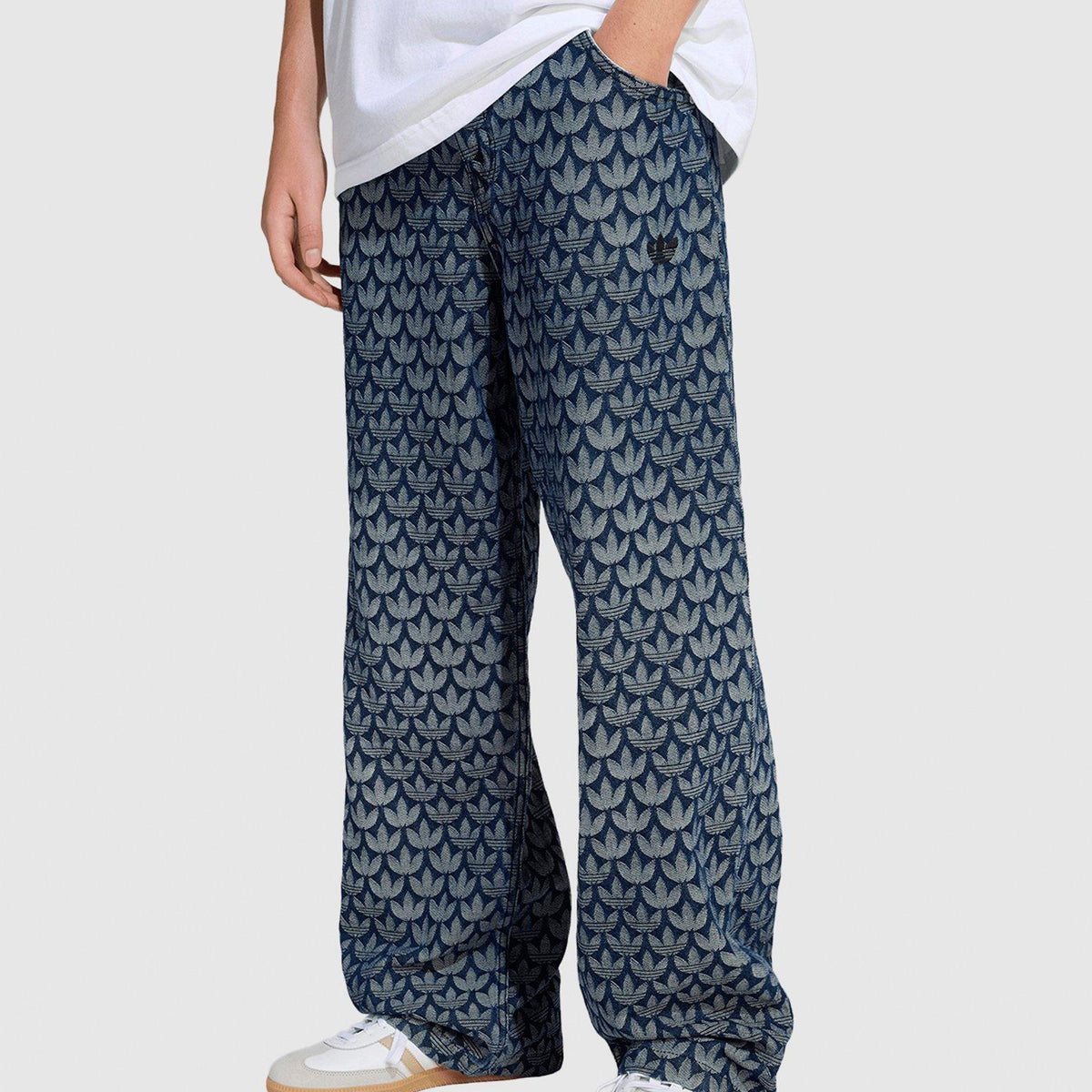 Blue adidas Denim Loose Monogram Pants - JD Sports Singapore