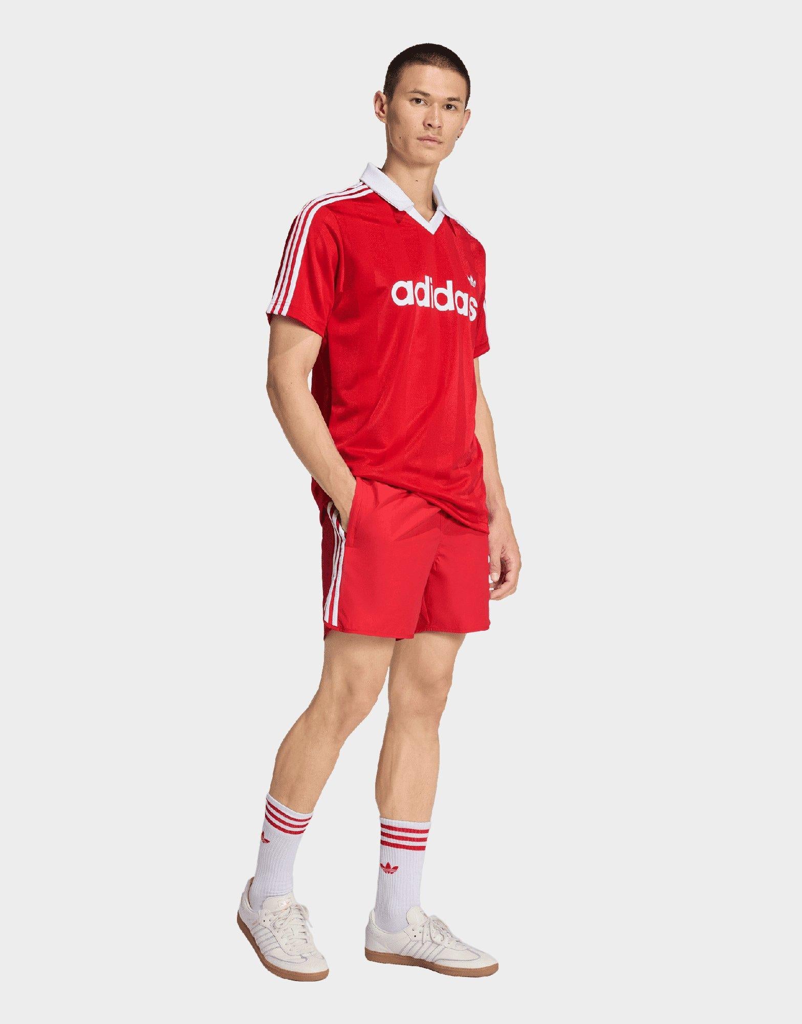 Red adidas Archive Collar Engineered Jersey - JD Sports Singapore