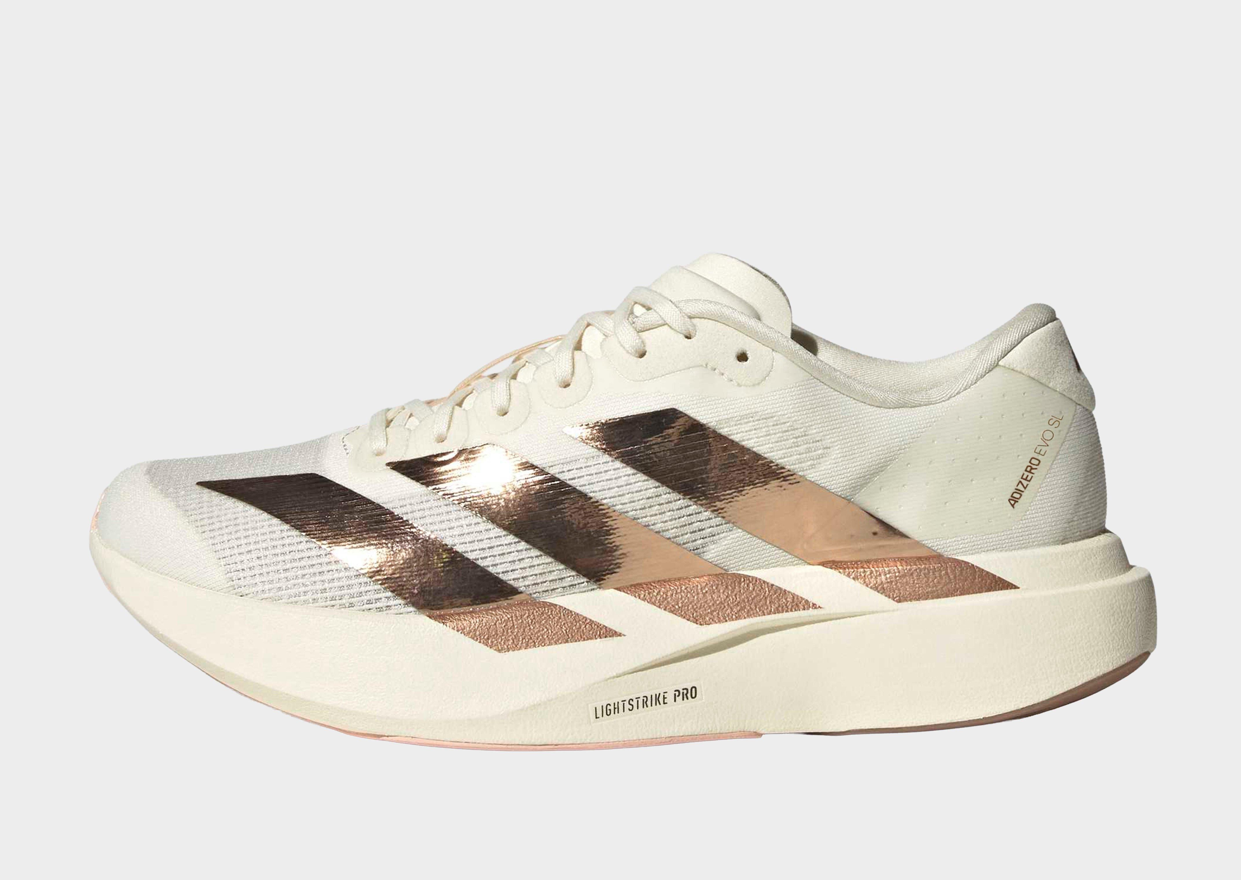 adidas gazelle silver green womens adidas Women's Adizero Evo SL Woven Shoes, Putty Mauve/Charcoal/Iron Metallic / 9 main image 0