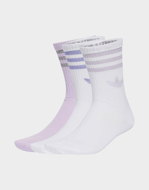 3 Stripes Glitter Crew Socks 3 Pairs