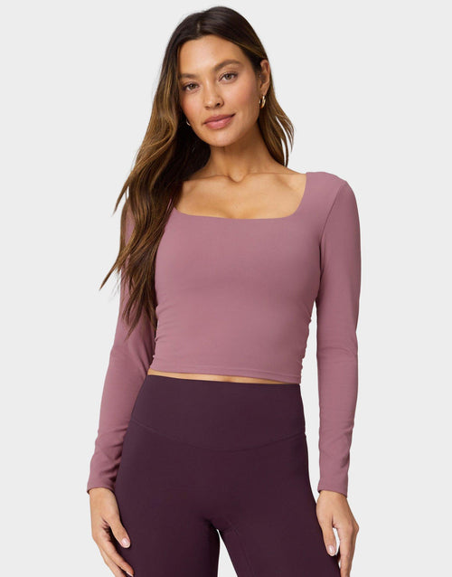 PureLuxe Long-Sleeve Built-In Bra Top