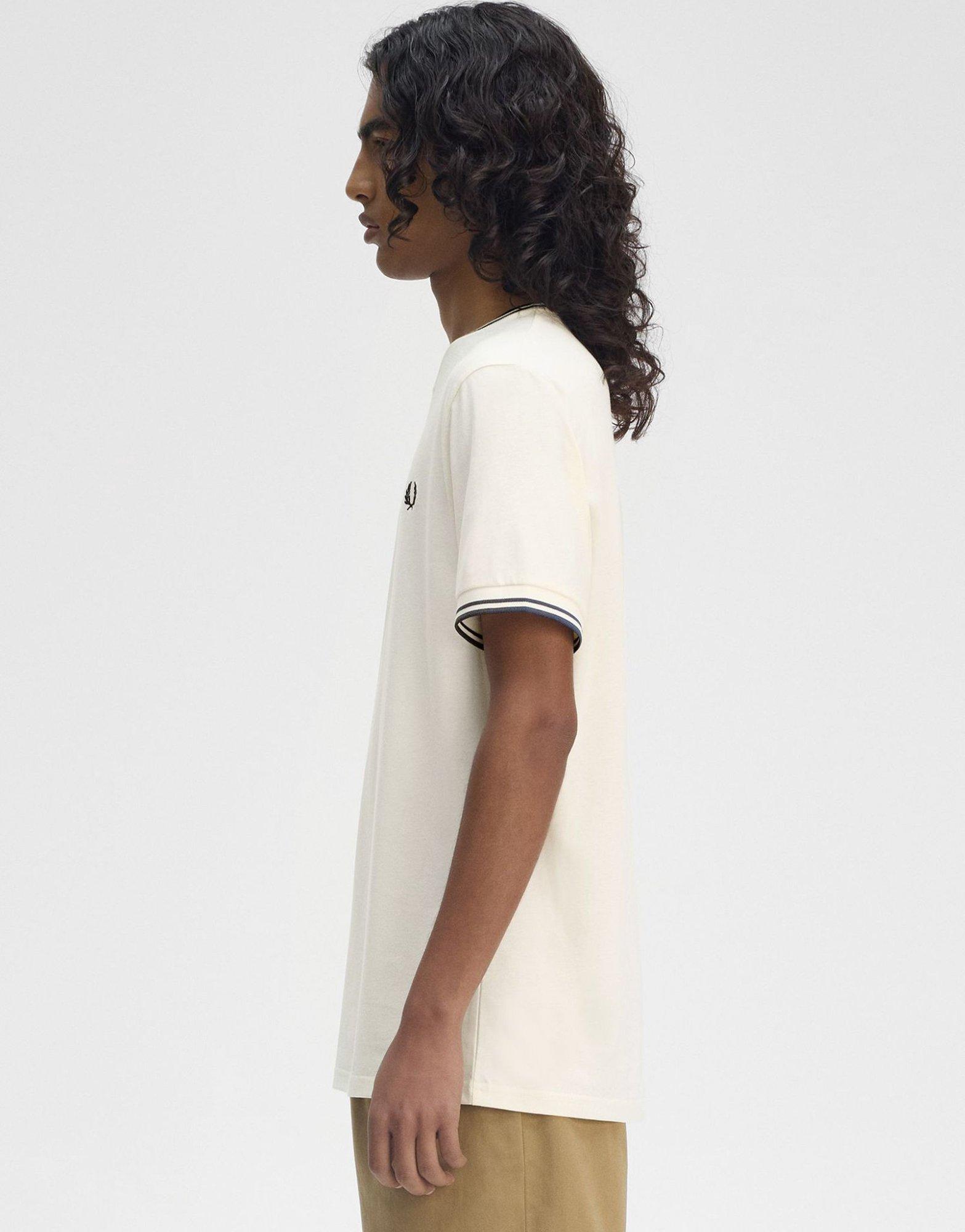 Beige Fred Perry Twin Tipped T-Shirt - JD Sports Singapore
