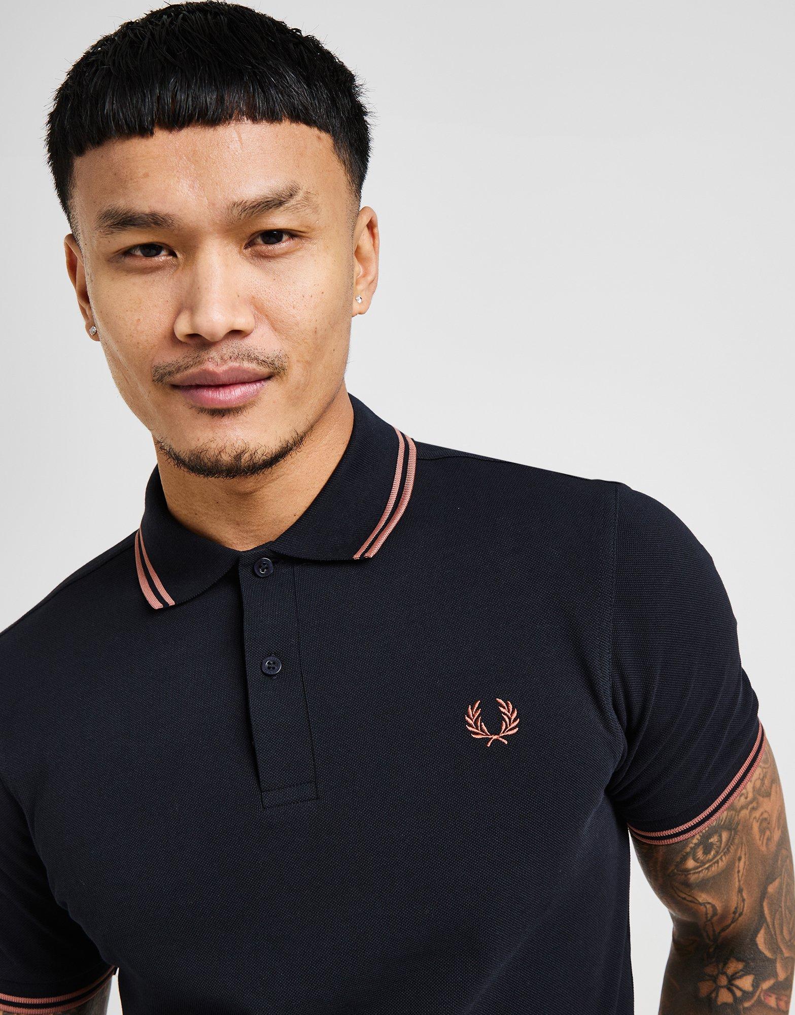 Blue Fred Perry Twin-Tipped Polo Shirt - JD Sports Singapore