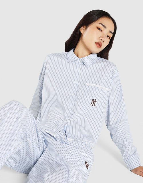 New York Lace Striped Boxy Long Sleeve T-Shirt