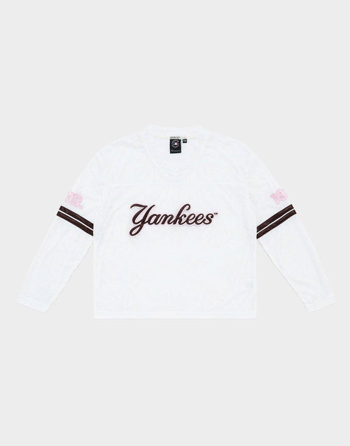 NY Yankees Lace Jersey Long-Sleeve Top