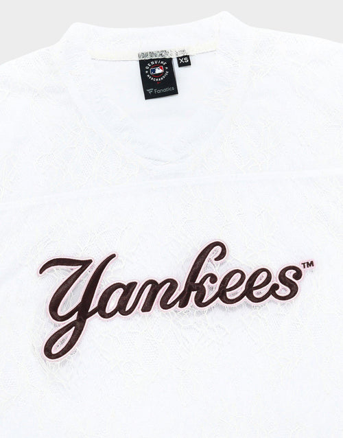 NY Yankees Lace Jersey Long-Sleeve Top