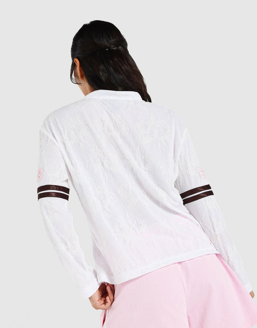 NY Yankees Lace Jersey Long-Sleeve Top