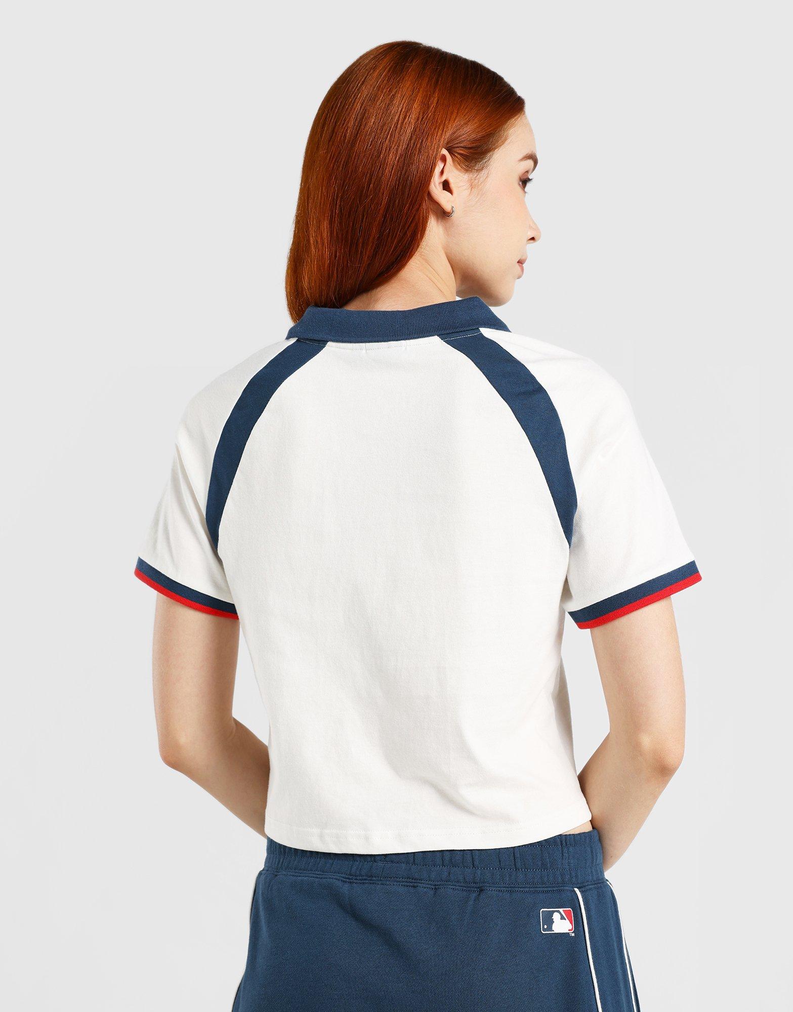 Beige Majestic Panel Crop Polo T‑Shirt - JD Sports Singapore