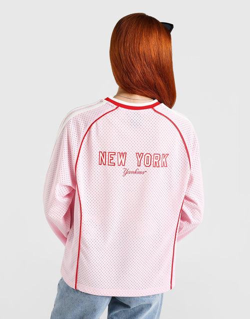 NY Yankees Pipe Mesh Long‑Sleeve T‑Shirt