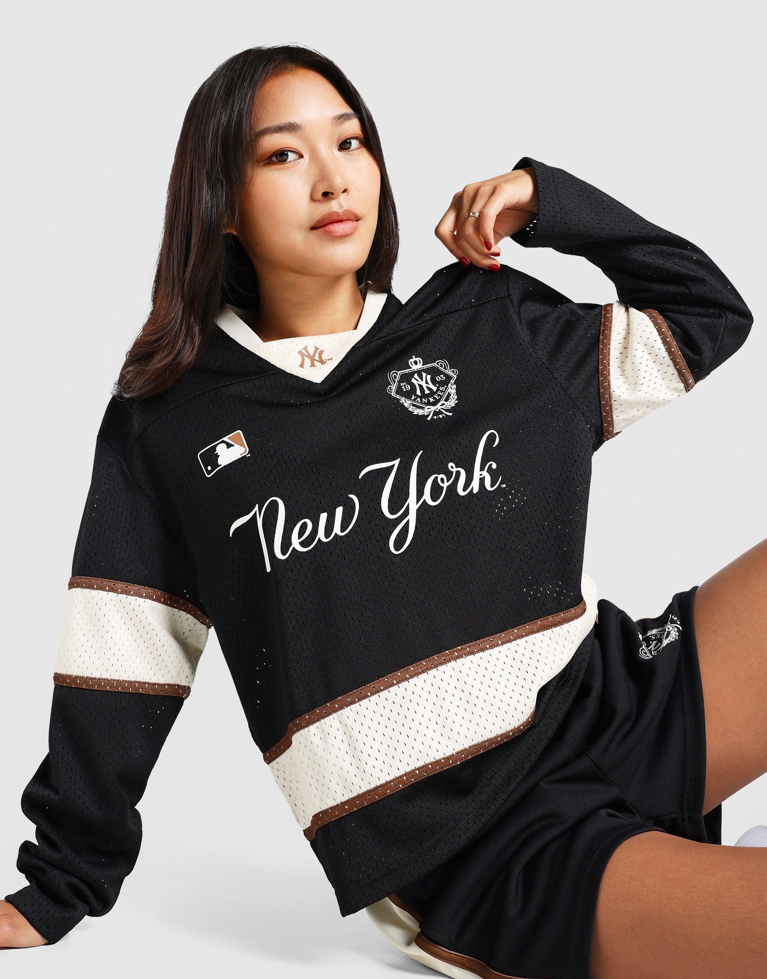 極美品Majestic MLB NY SUBWAY SERIES Jersey黒 Black Majestic New York Panel Mesh Long Sleeve T-Shirt - JD Sports