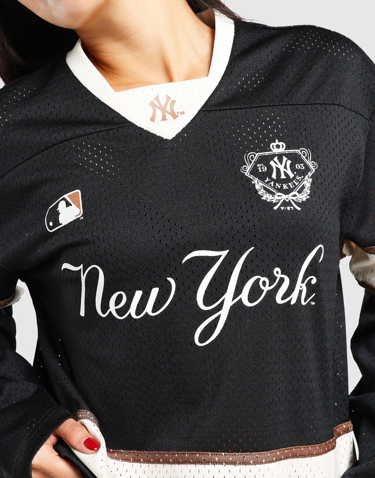 極美品Majestic MLB NY SUBWAY SERIES Jersey黒 Black Majestic New York Panel Mesh Long Sleeve T-Shirt - JD Sports