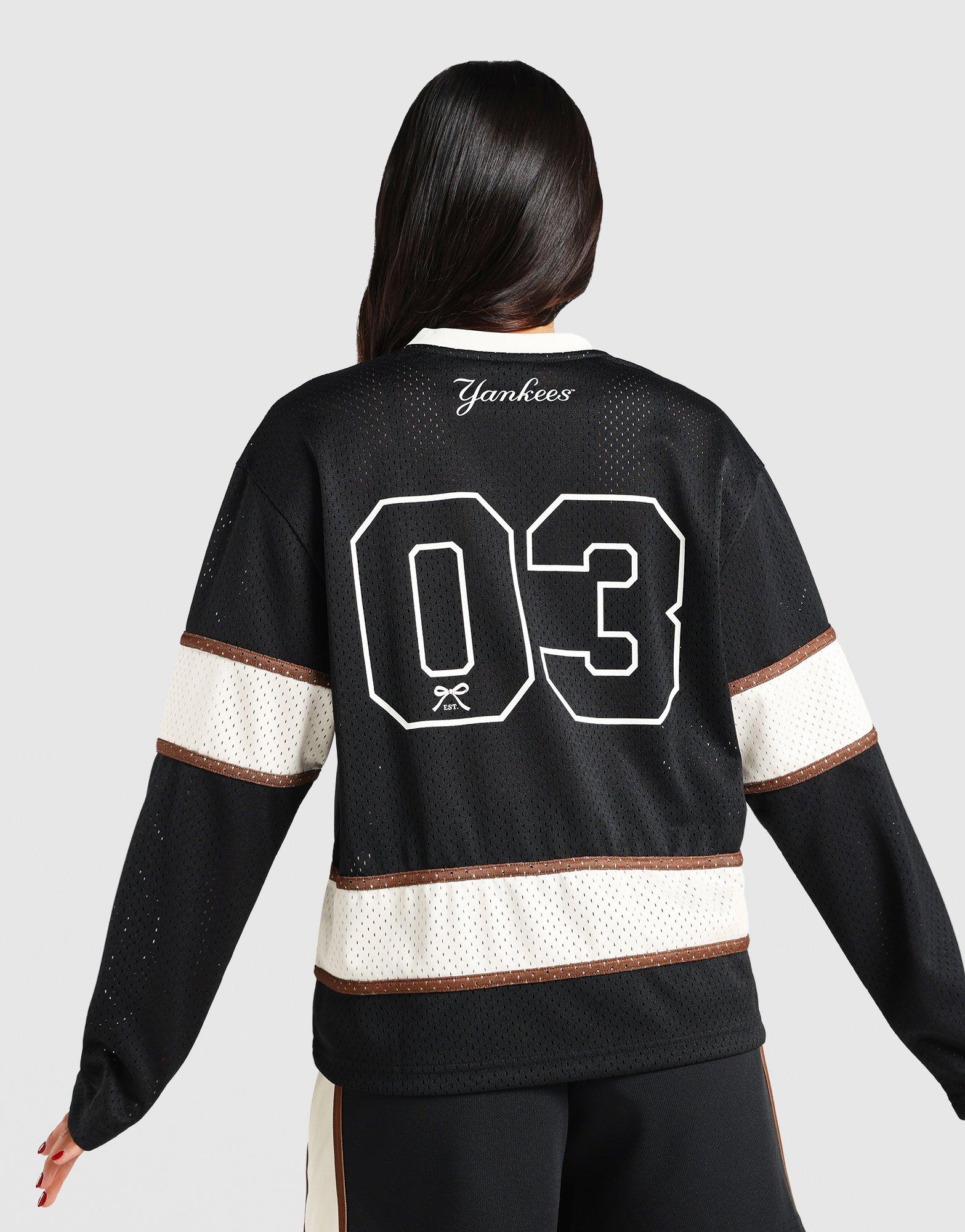 極美品Majestic MLB NY SUBWAY SERIES Jersey黒 Black Majestic New York Panel Mesh Long Sleeve T-Shirt - JD Sports